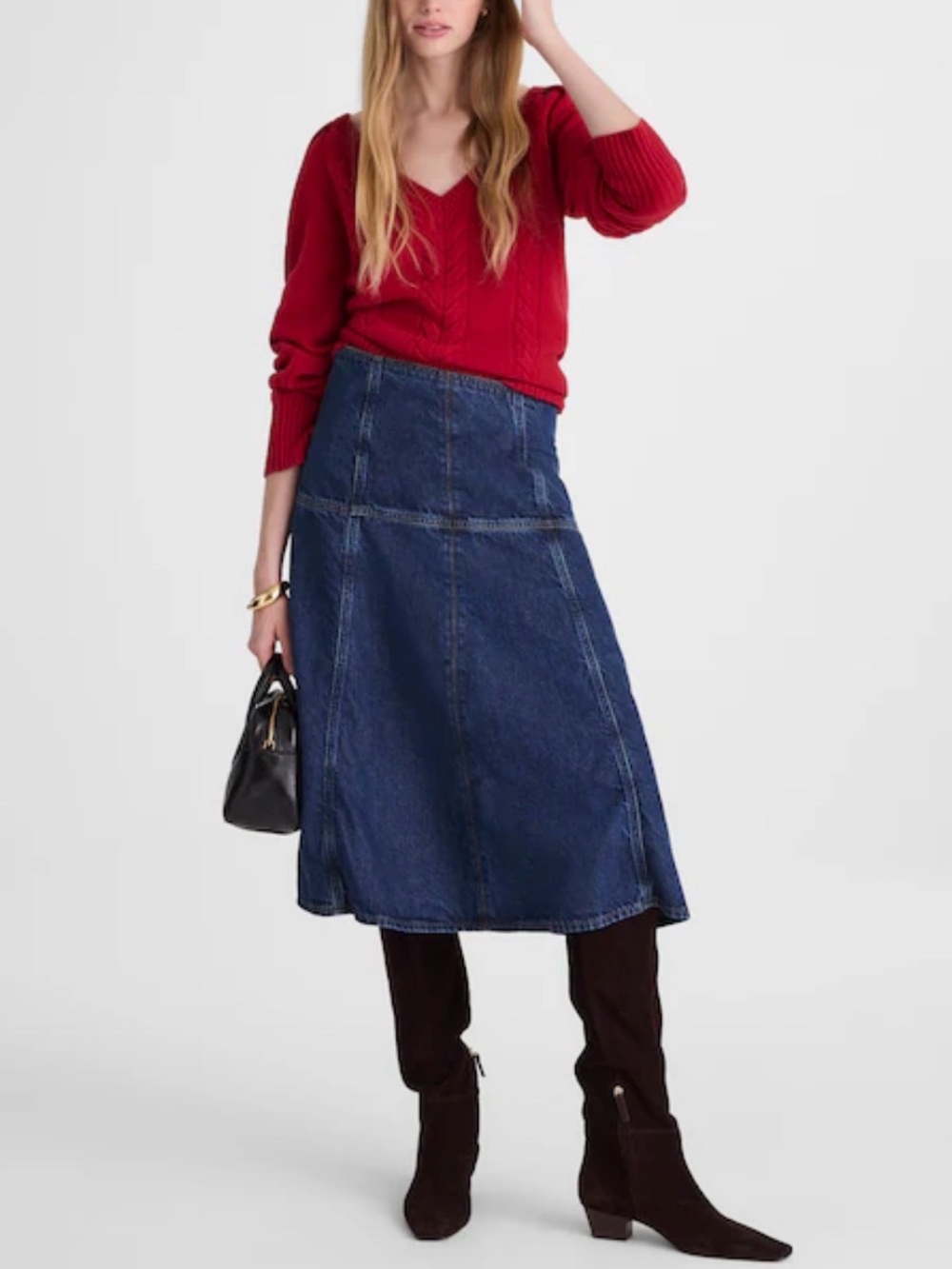 NWOT Madewell dropwaist midi denim skirt - Picture 7 of 8